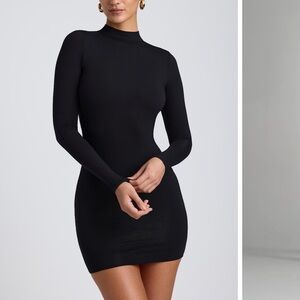 Oh Polly Open-Back Long-Sleeve Mini Dress in Black